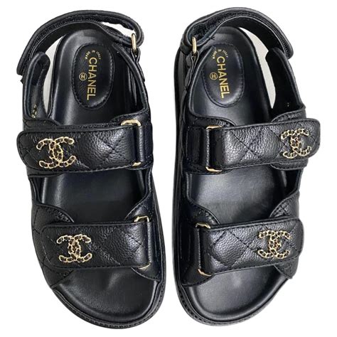 chanel leather velcro sandals|chanel sandals dad.